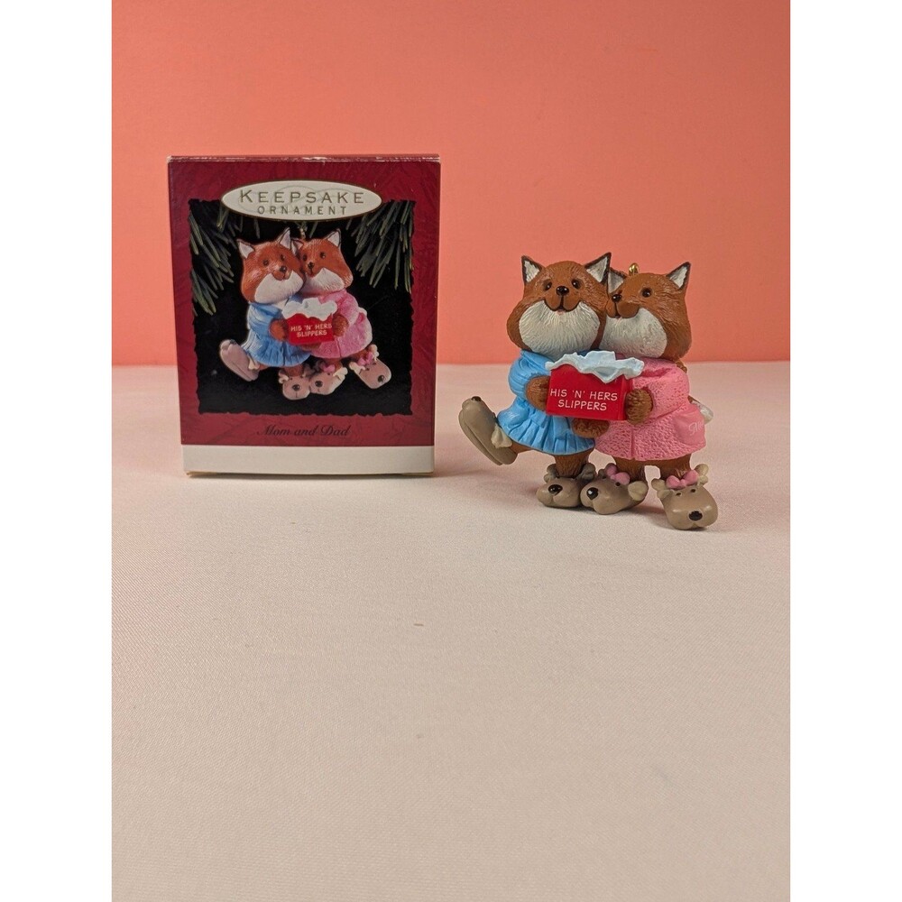 Vintage Hallmark Keepsake Ornament His 'N' Hers Slippers Mom & Dad 1993